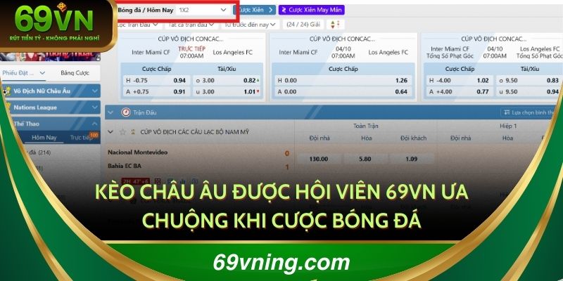 Kèo Châu Âu được hội viên 69VN ưa chuộng khi cược bóng đá